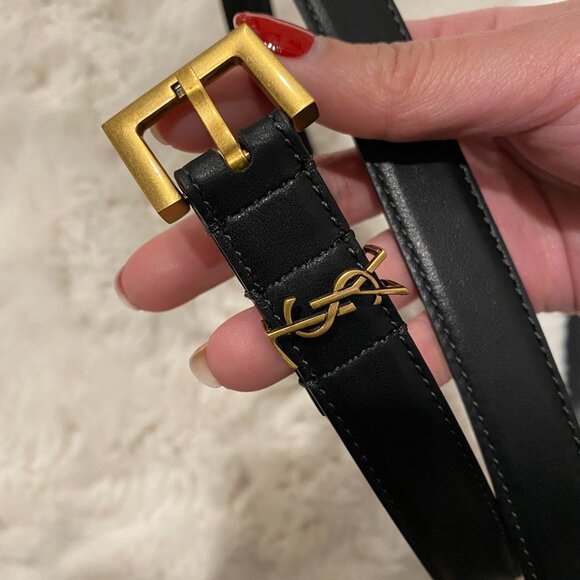 Saint LaurenYSL Cassandre Skinny Monogram Leather Belt main image 6